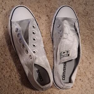 Converse Kids Metallic Silver Slip-On Sneakers